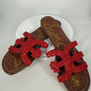 Sam Edelman Women’s Slide Sandals Size 12 Red Braided Leather Comfort Slip-On